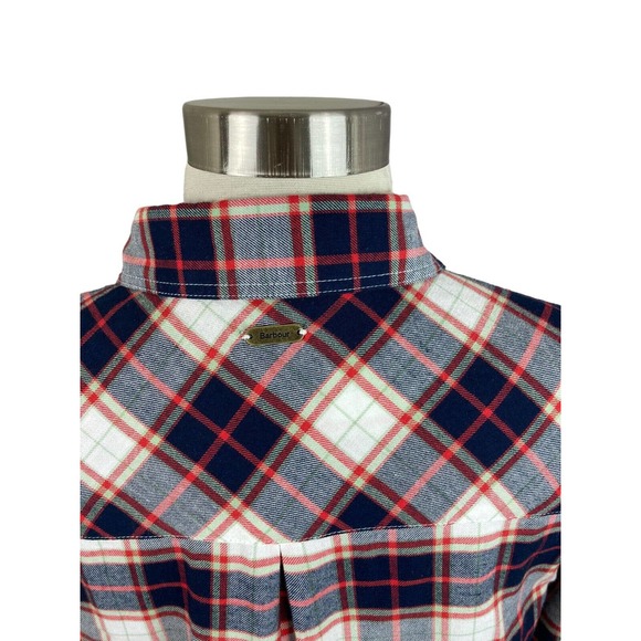 Barbour NEW Windbound Shirt in Cloud Check Navy Red w/ Pockets Tunic Size 6 - Picture 3 of 5